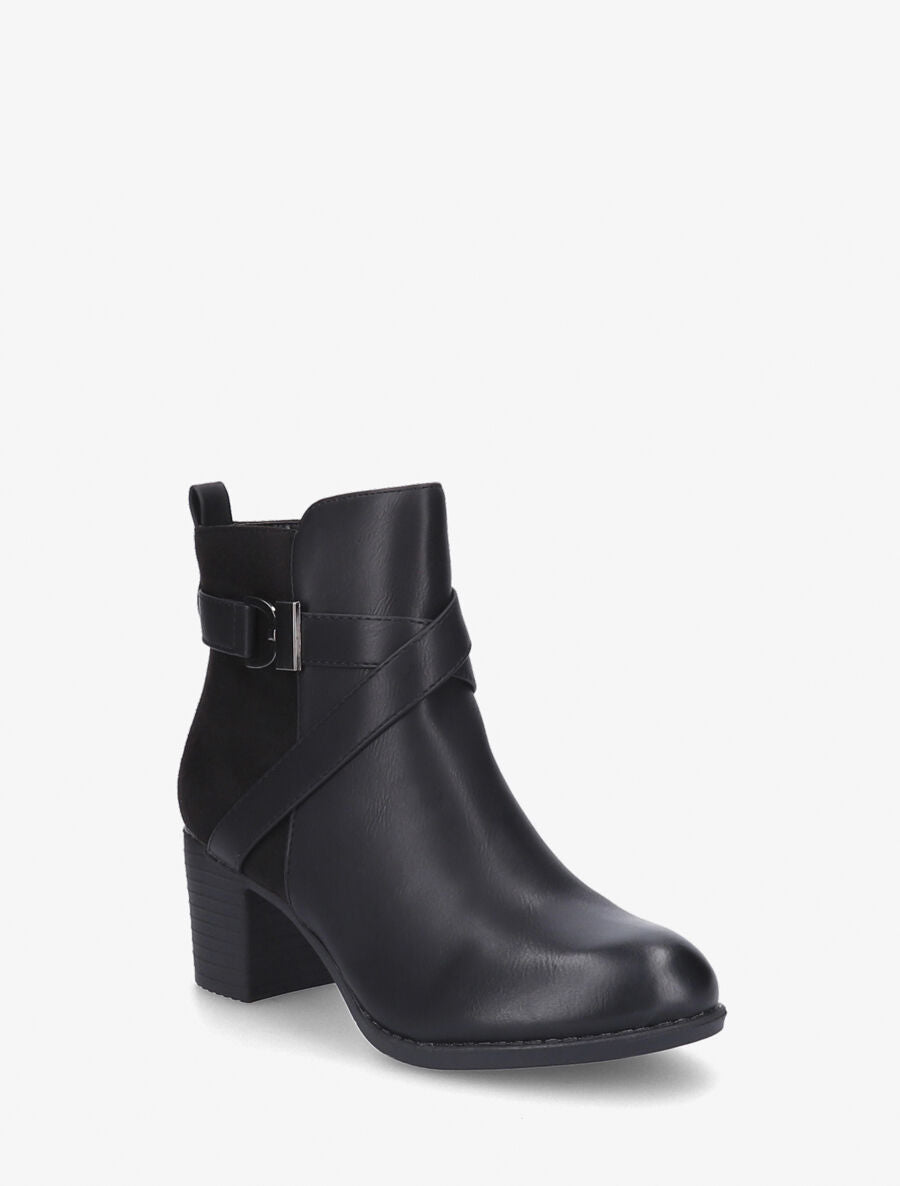 Bottines à talon et sangles croisées - Noir - 2