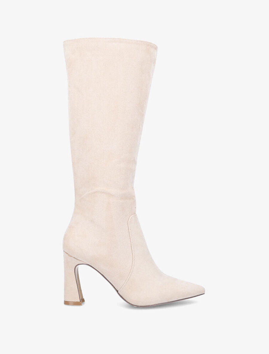 Bottes en suédine et talon haut - Beige - 5