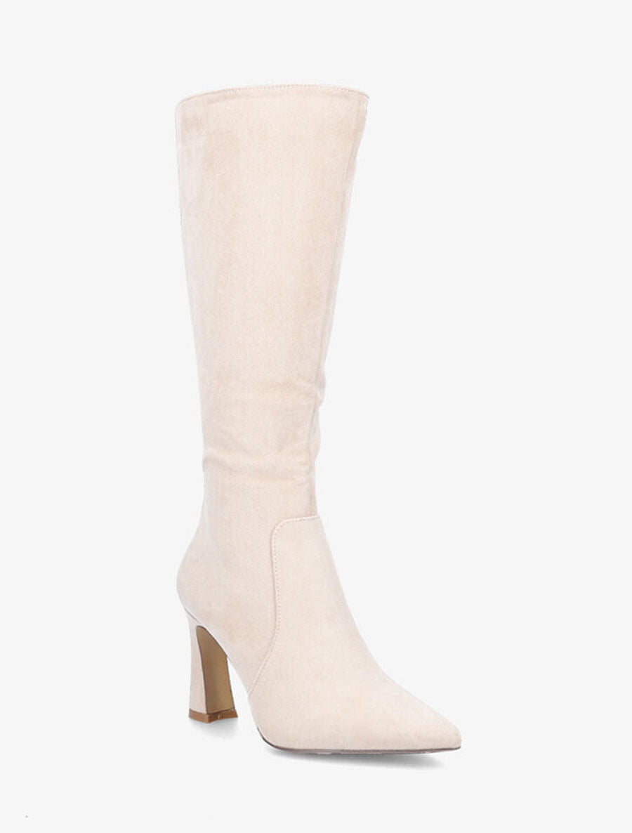 Bottes en suédine et talon haut - Beige - 2