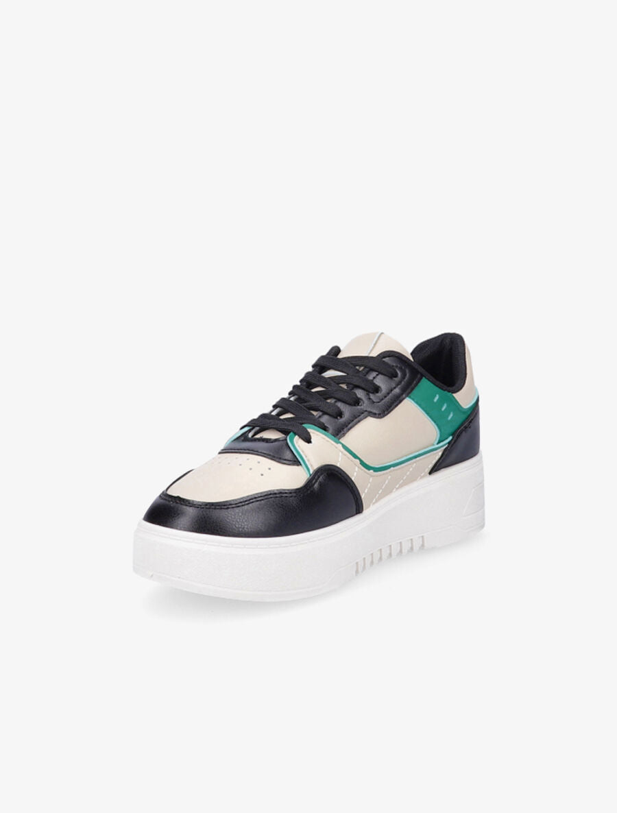 Sneakers en simili à plateforme - Noir - 3