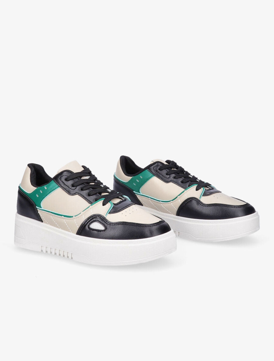 Sneakers en simili à plateforme - Noir - 4