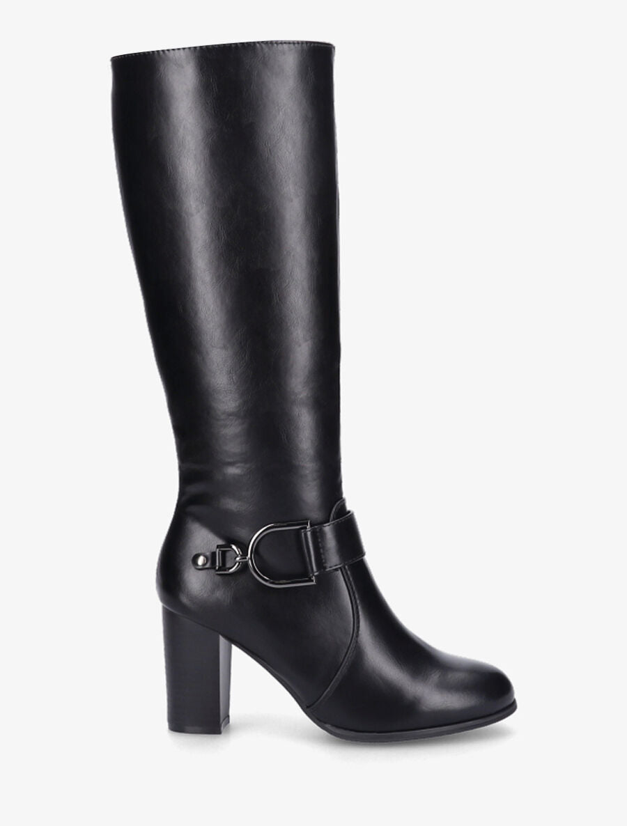 Bottes en simili à talon - Noir - 1
