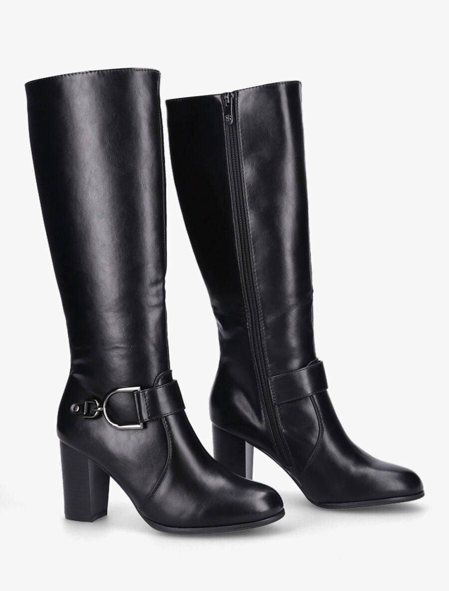 Bottes en simili à talon - Noir - 4