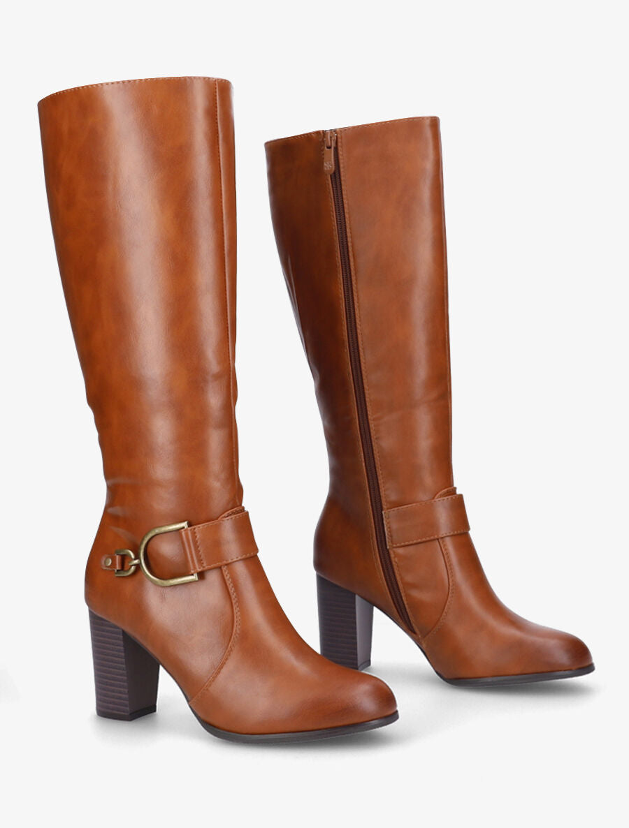 Bottes en simili à talon - Camel - 4