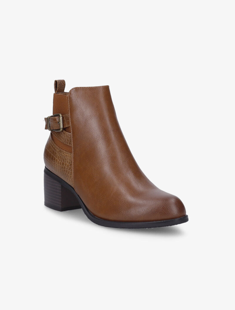 Bottines à contrefort python et élastiqué - Camel - 3