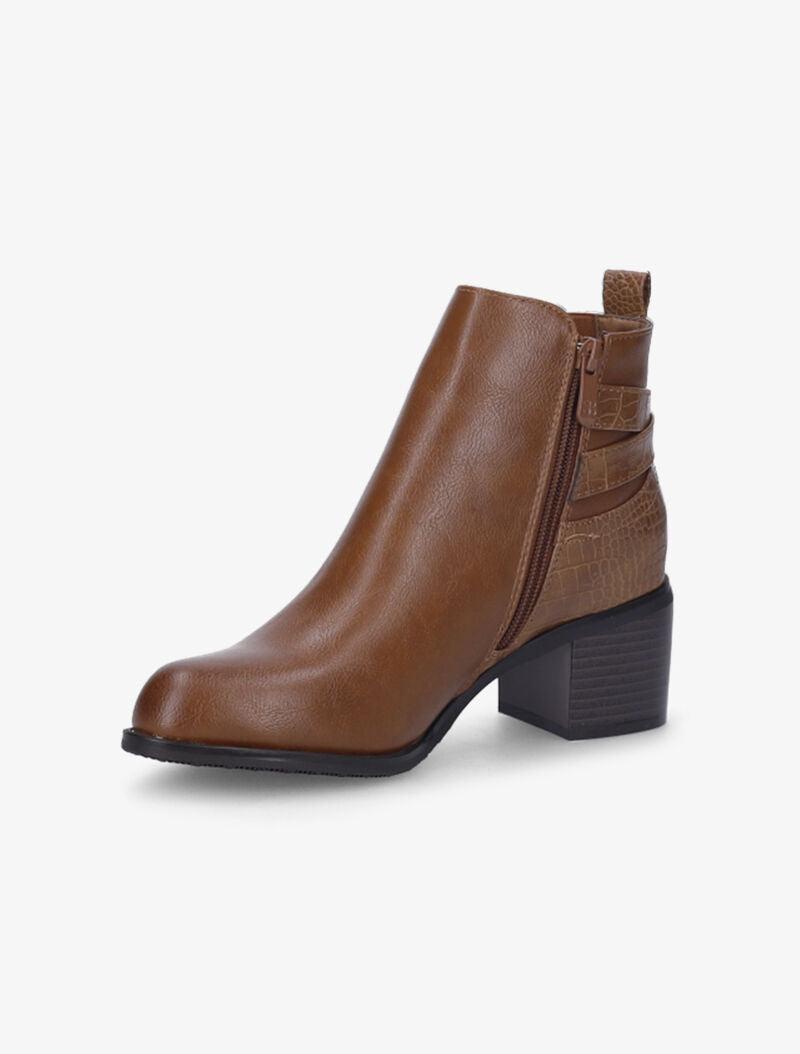 Bottines à contrefort python et élastiqué - Camel - 4