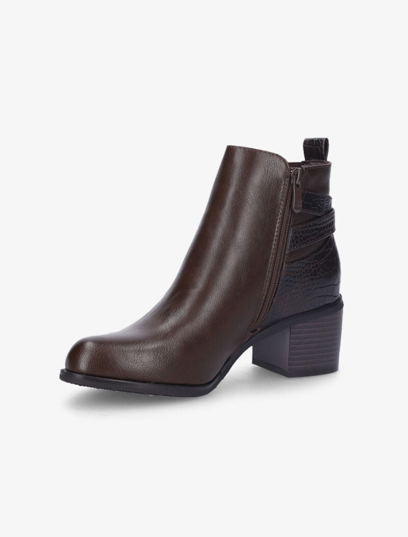 Bottines à contrefort python et élastiqué - Marron - 4
