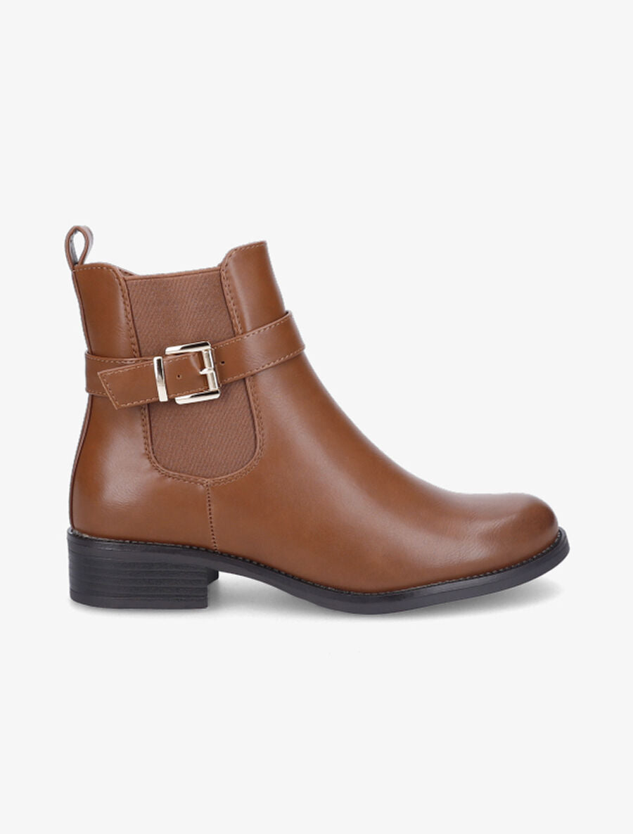 Bottines plates en simili - Camel - 5