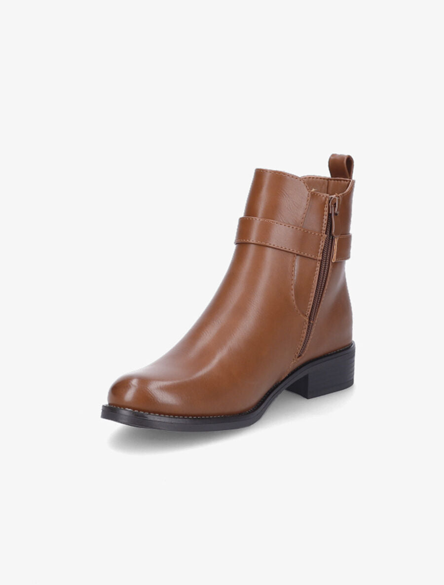 Bottines plates en simili - Camel - 3