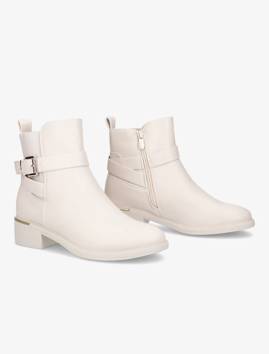 Bottines à contrefort à empiècement métal - Beige - 4