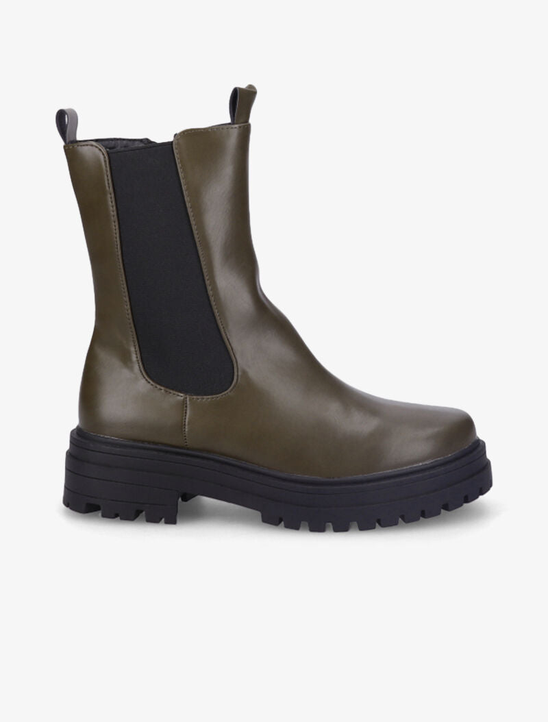 Bottines à plateforme et semelle crantés stylisés - Kaki - 2