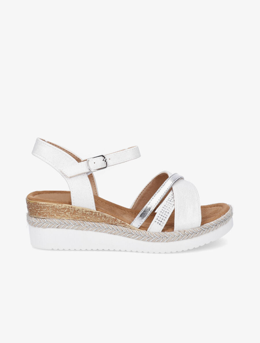 Sandales irisées à brides strassées et irisées - Blanc - 1