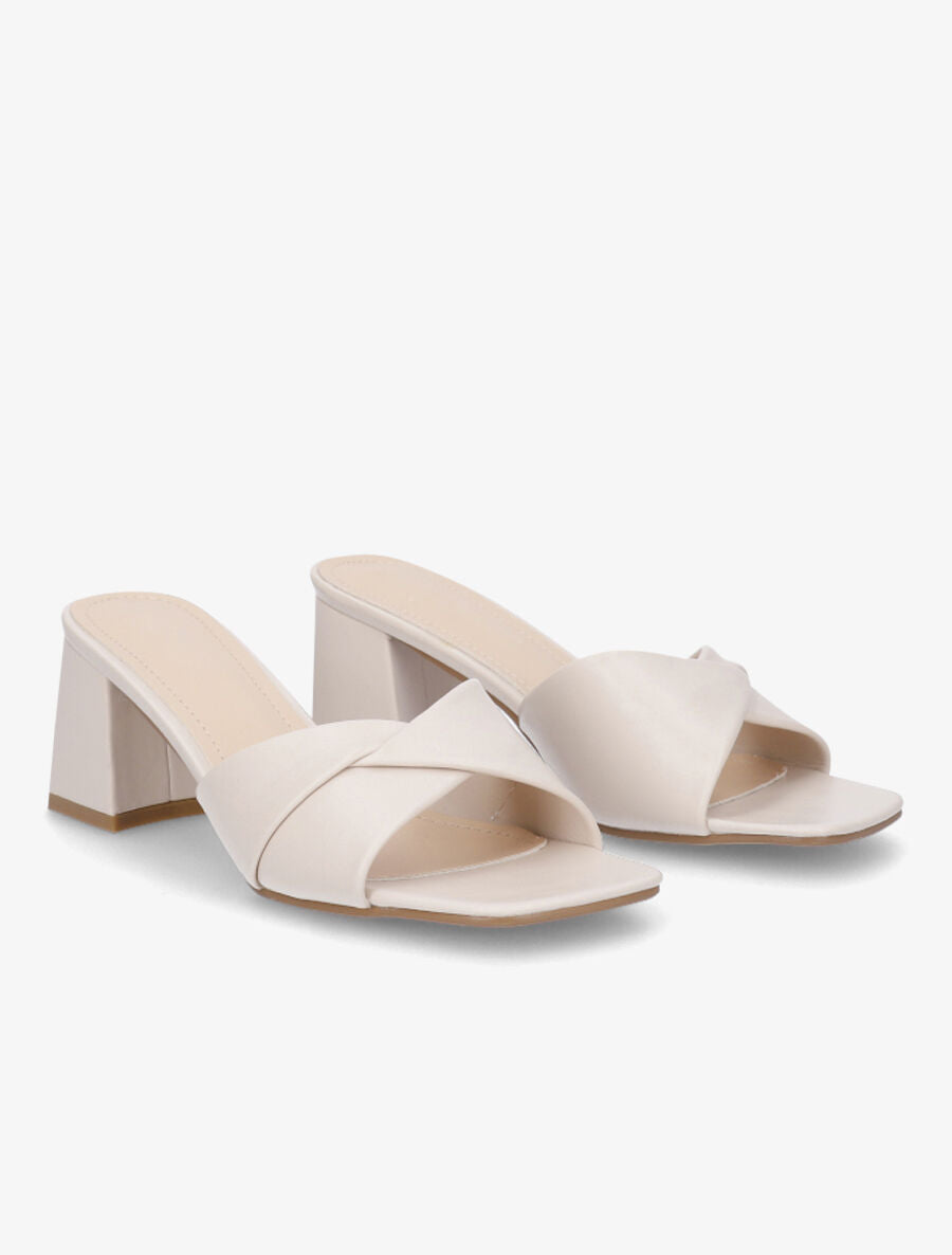 Mules croisées en simili - Beige - 4