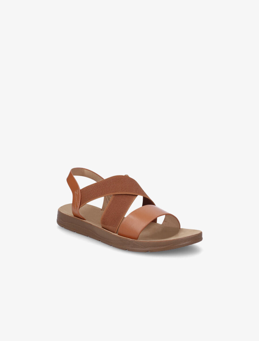 Nu-pieds à brides croisées élastiquées - Camel - 2