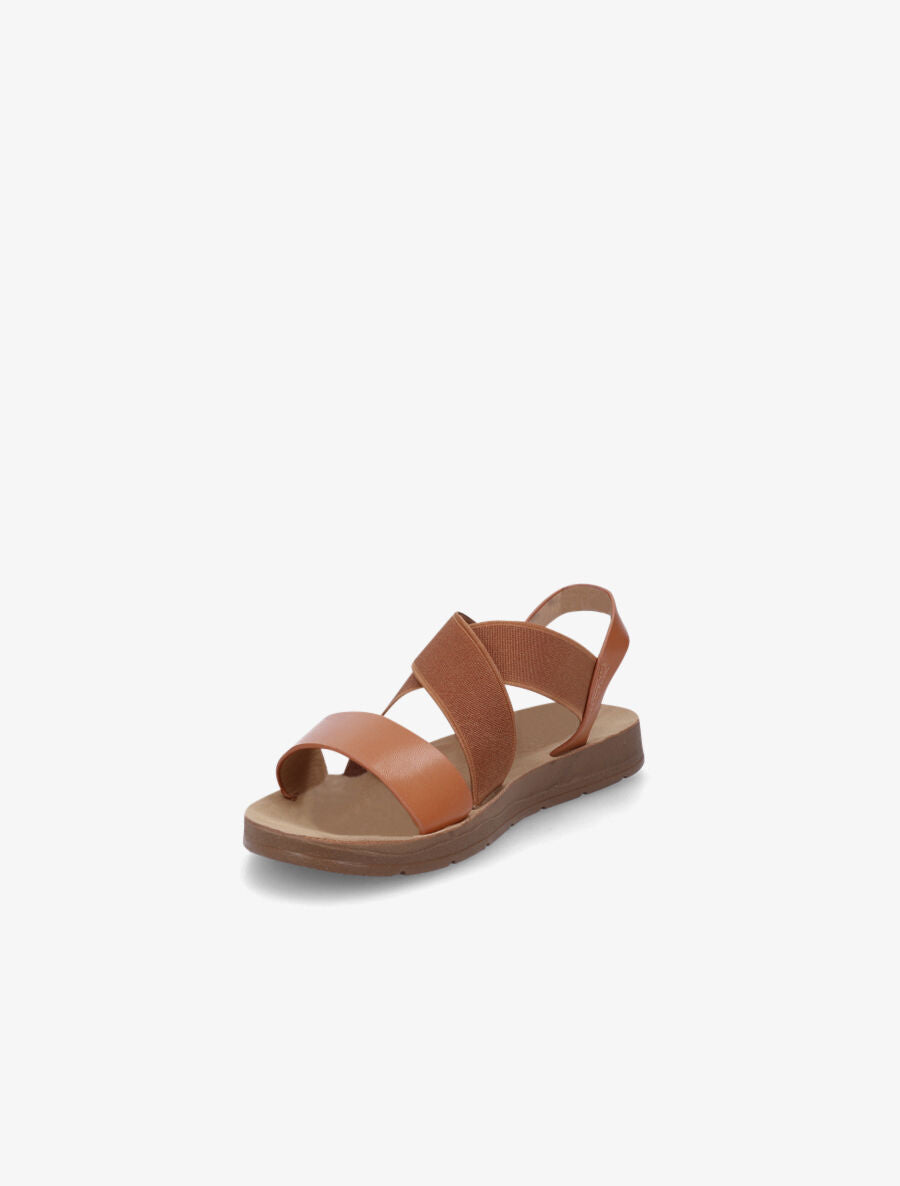 Nu-pieds à brides croisées élastiquées - Camel - 3