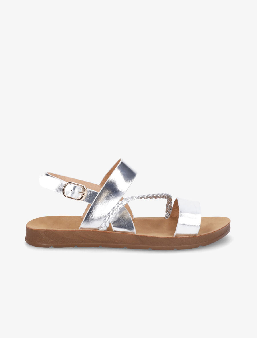 Nu-pieds à tresse en simili - Argent - 1