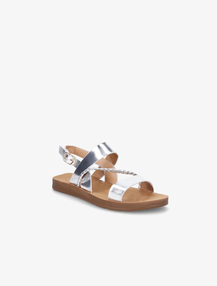 Nu-pieds à tresse en simili - Argent - 2