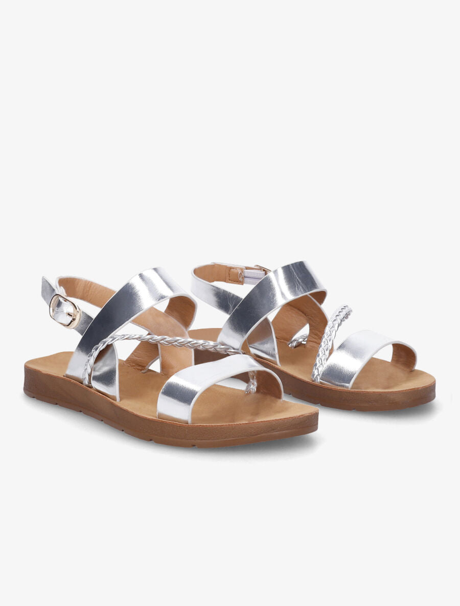 Nu-pieds à tresse en simili - Argent - 4