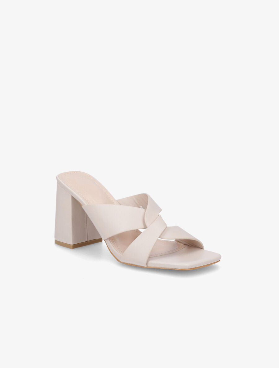 Mules en simili à ganses entelacées - Beige - 2