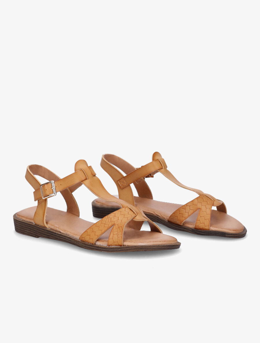 Nu-pieds en T en simili texturé - Beige - 4