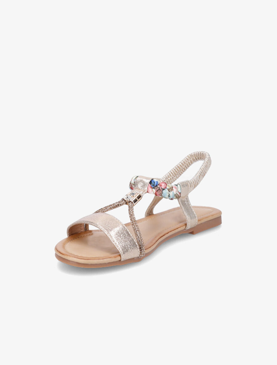 Nu-pieds irisés à tresse et strass - Or - 3