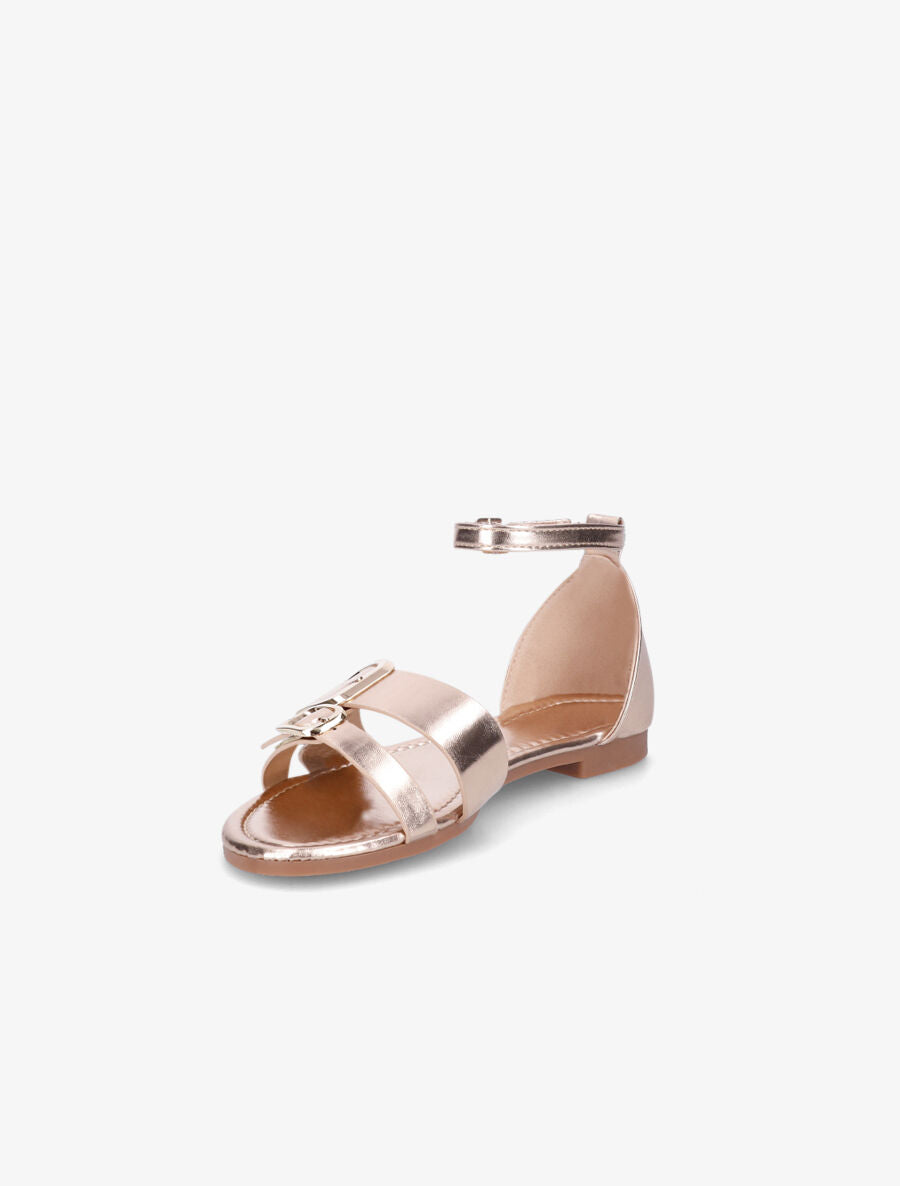 Nu-pieds en simili double boucles - Rose gold - 3