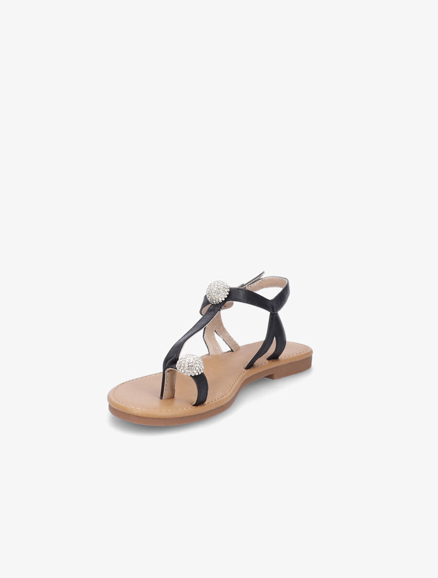 Nu-pieds à bijoux en strass - Noir - 3