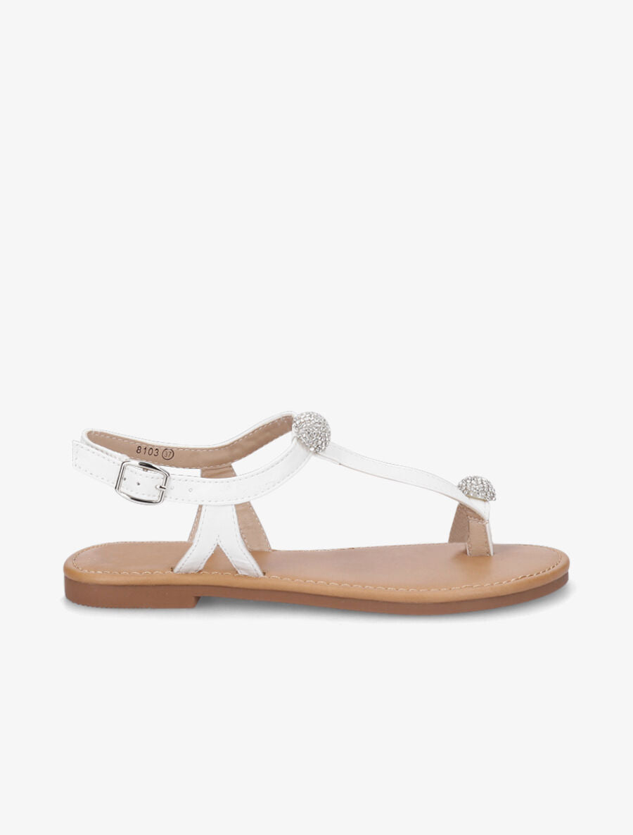 Nu-pieds à bijoux en strass - Blanc - 1