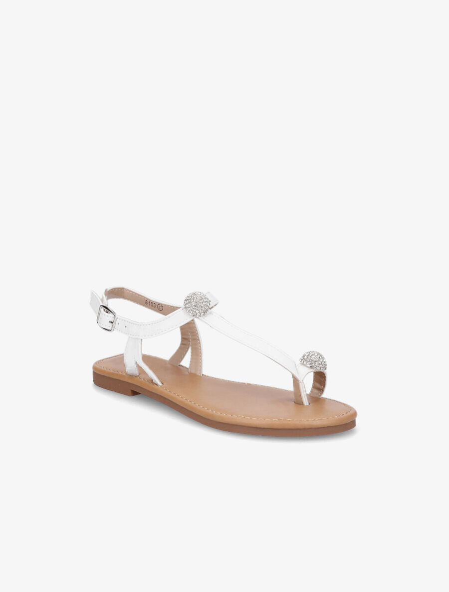 Nu-pieds à bijoux en strass - Blanc - 2
