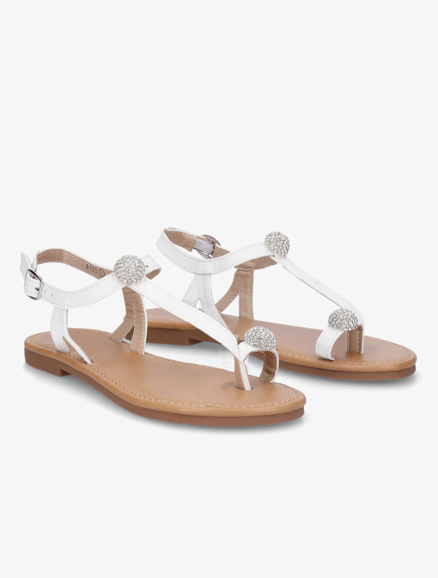 Nu-pieds à bijoux en strass - Blanc - 4