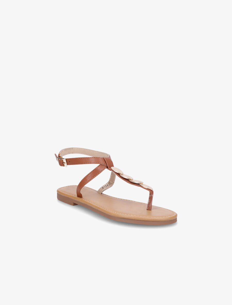 Nu-pieds à bride bijoux - Camel - 2