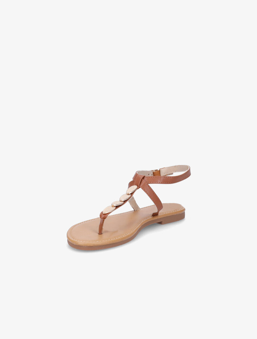 Nu-pieds à bride bijoux - Camel - 3