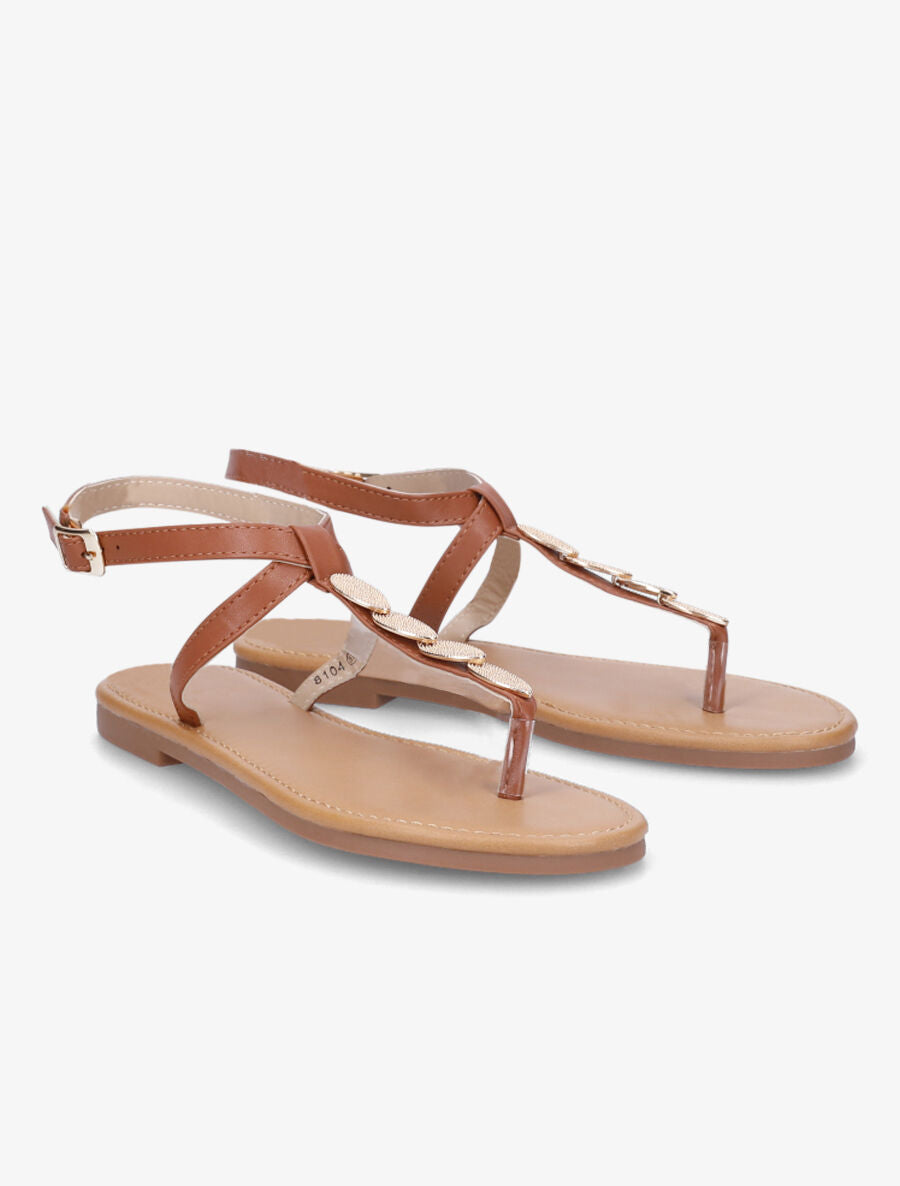 Nu-pieds à bride bijoux - Camel - 4