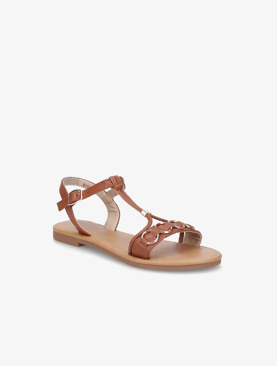 Nu-pieds brides à anneaux - Camel - 2