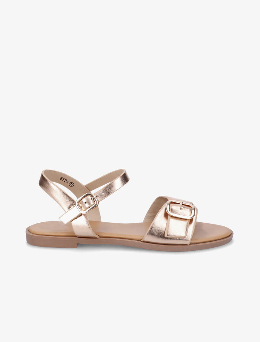 Nu-pieds en simili à bride à boucle - Rose gold - 1