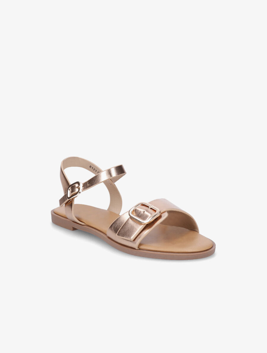 Nu-pieds en simili à bride à boucle - Rose gold - 2