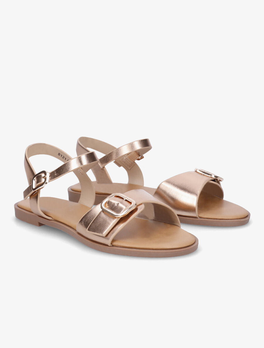 Nu-pieds en simili à bride à boucle - Rose gold - 4