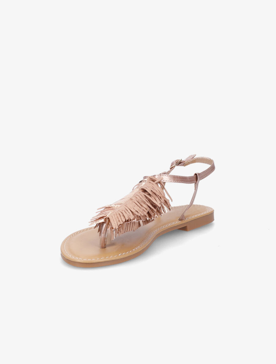 Nu-pieds à franges en simili - Rose gold - 3