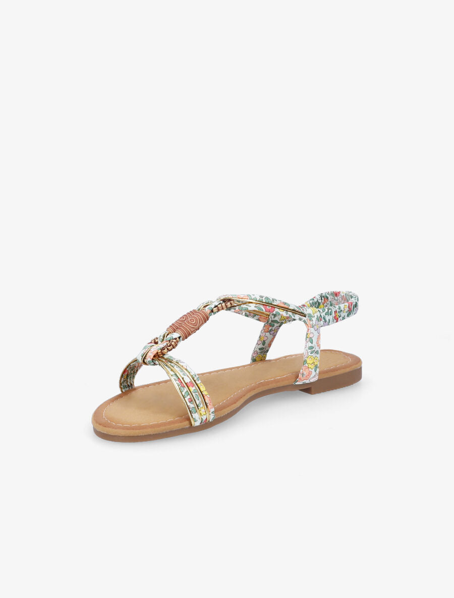 Nu-pieds imprimés à empiècements bois - Vert - 3