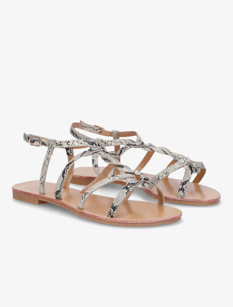 Nu-pieds tressés effet python - Beige - 4