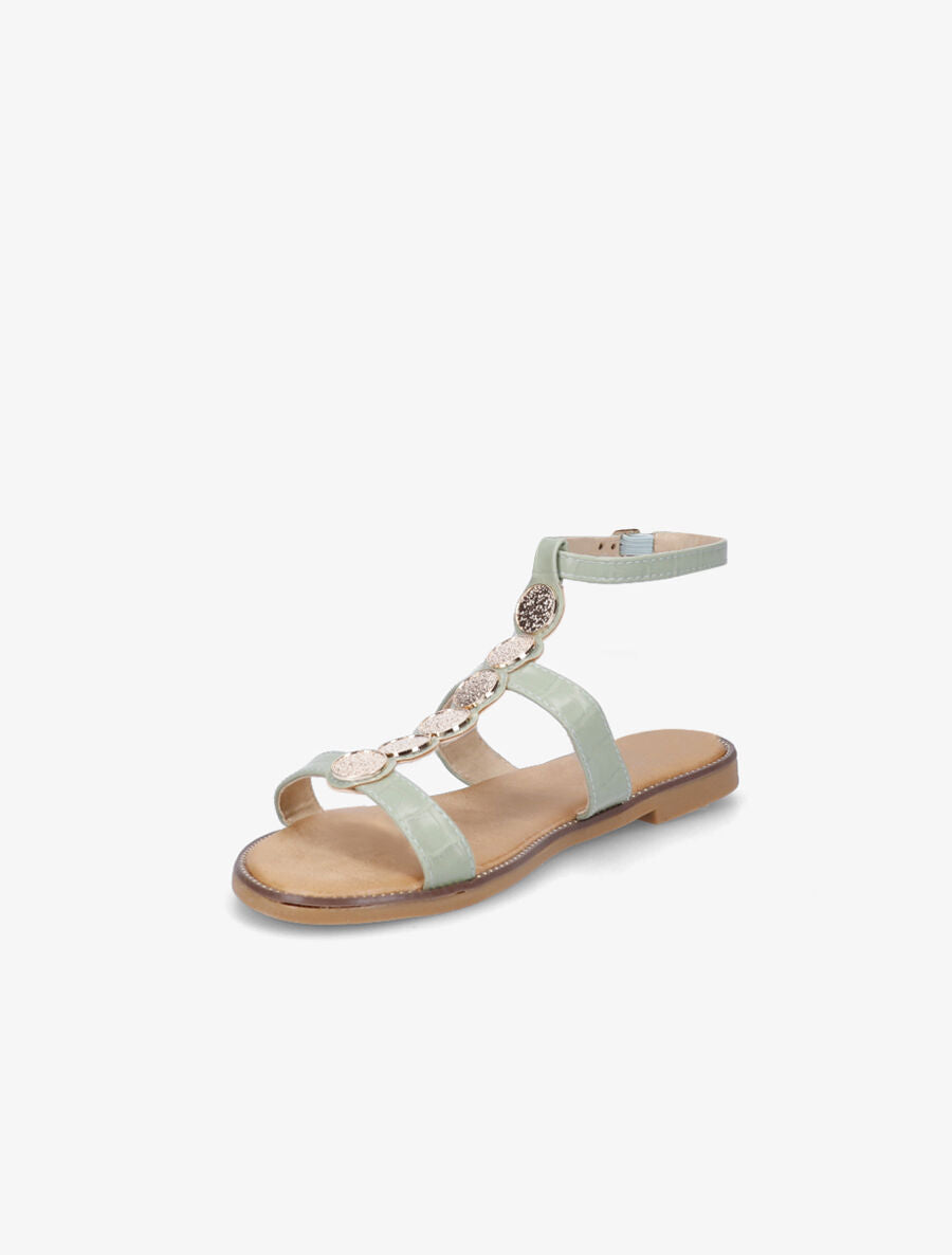 Nu-pieds effet croco et bijoux - Vert - 3