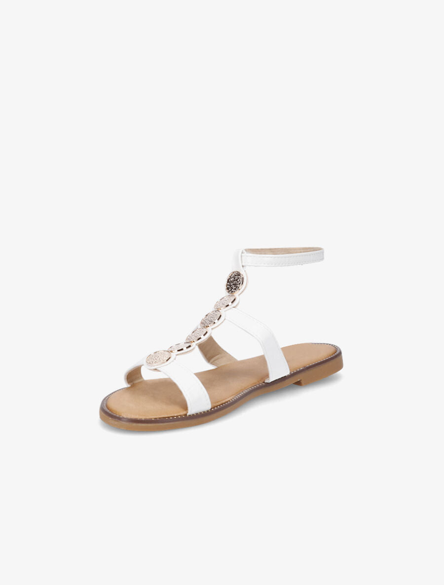 Nu-pieds effet croco et bijoux - Blanc - 3