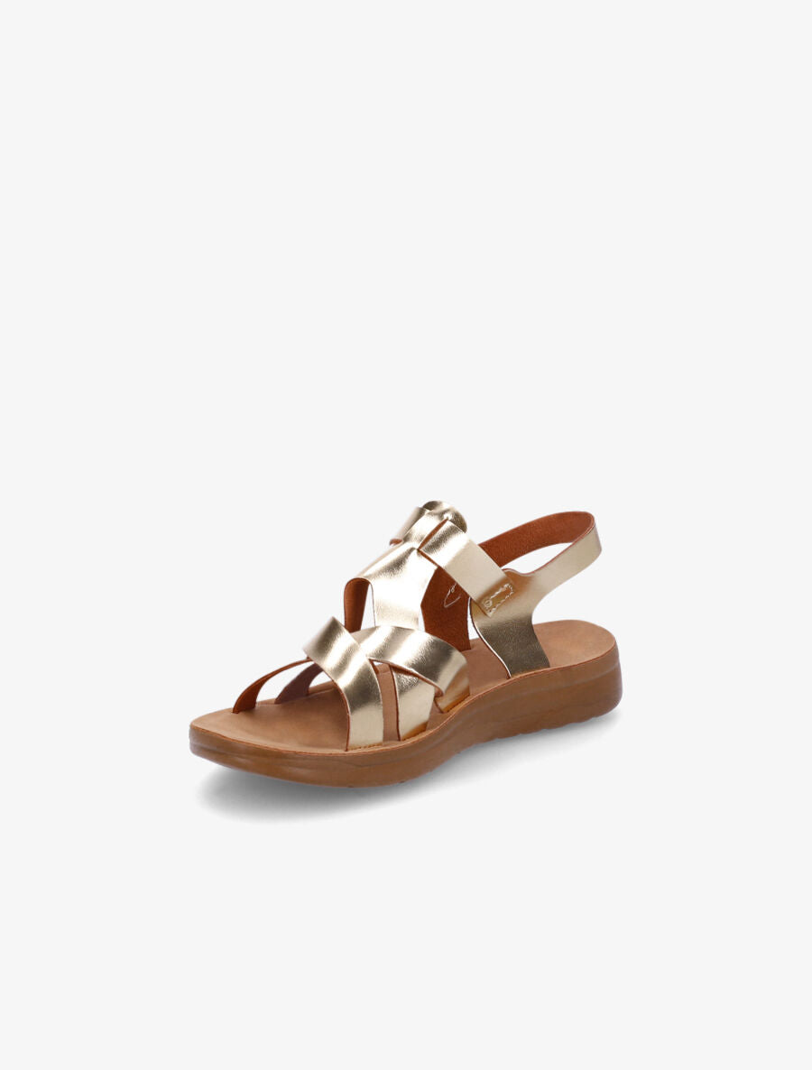 Nu-pieds croisés en simili - Or - 3