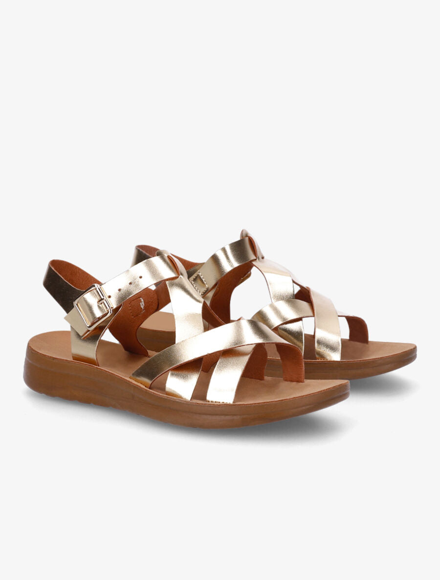 Nu-pieds croisés en simili - Or - 4