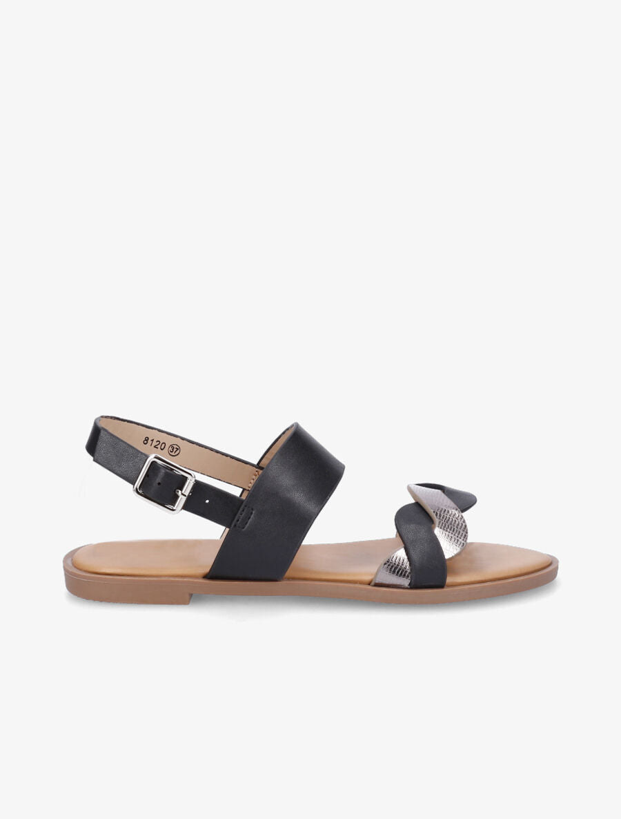 Nu-pieds à brides entrelacées unies et irisées - Noir - 5
