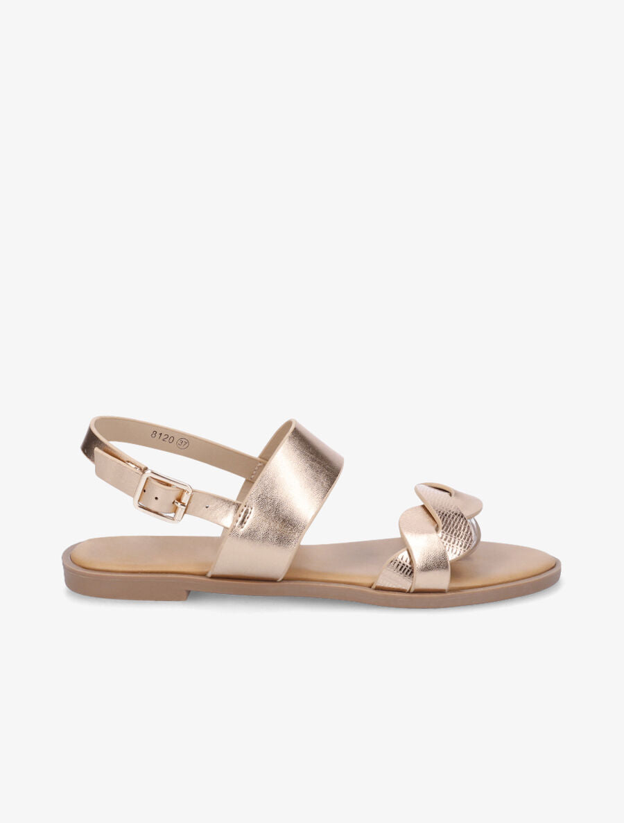 Nu-pieds à brides entrelacées unies et irisées - Rose gold - 1