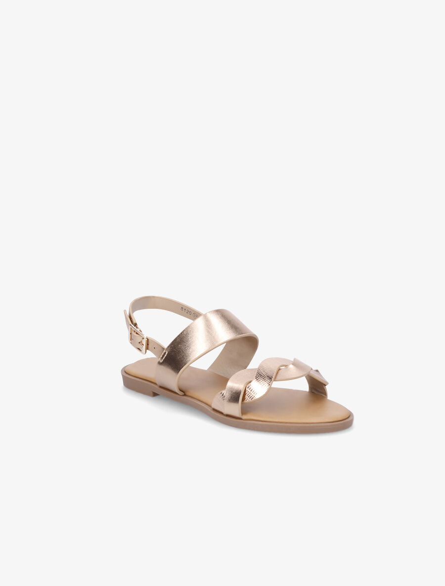 Nu-pieds à brides entrelacées unies et irisées - Rose gold - 2
