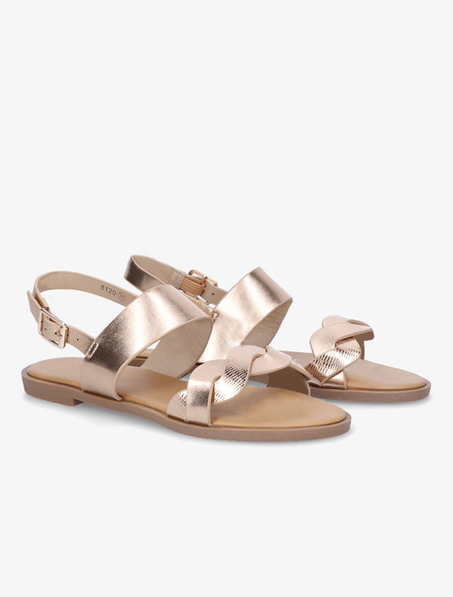 Nu-pieds à brides entrelacées unies et irisées - Rose gold - 4