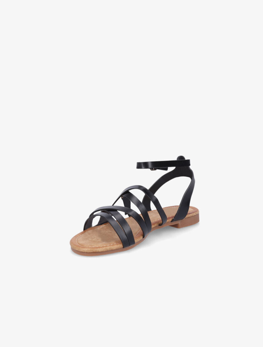 Nu-pieds en simili à doubles brides - Noir - 3
