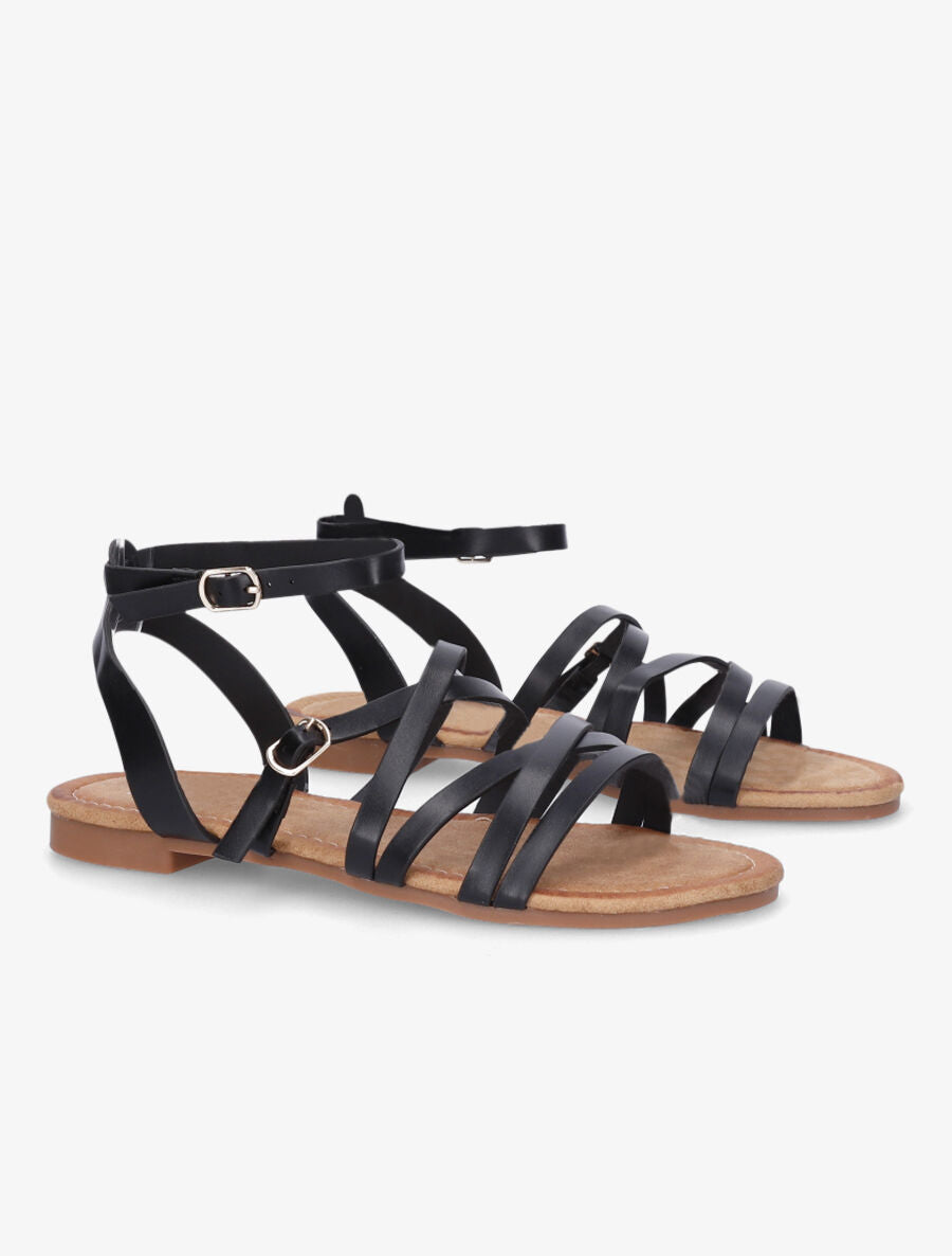 Nu-pieds en simili à doubles brides - Noir - 4